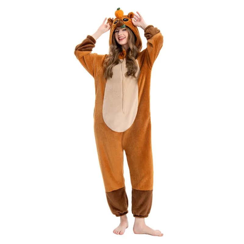 OLAOLA Unisex Adult Plush Capybara Animals Onesie Pajamas Warm Home One-Piece Pijamas Sleepwear sold by OLAOLA