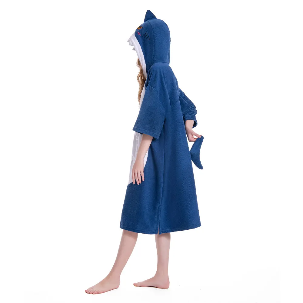 OLAOLA Blue Shark Surf Poncho Changing Towel Swim Robe Beach Towels Quick Dry Terry Cloth Cover-Up Hood sold by OLAOLA product image thumbnail 3