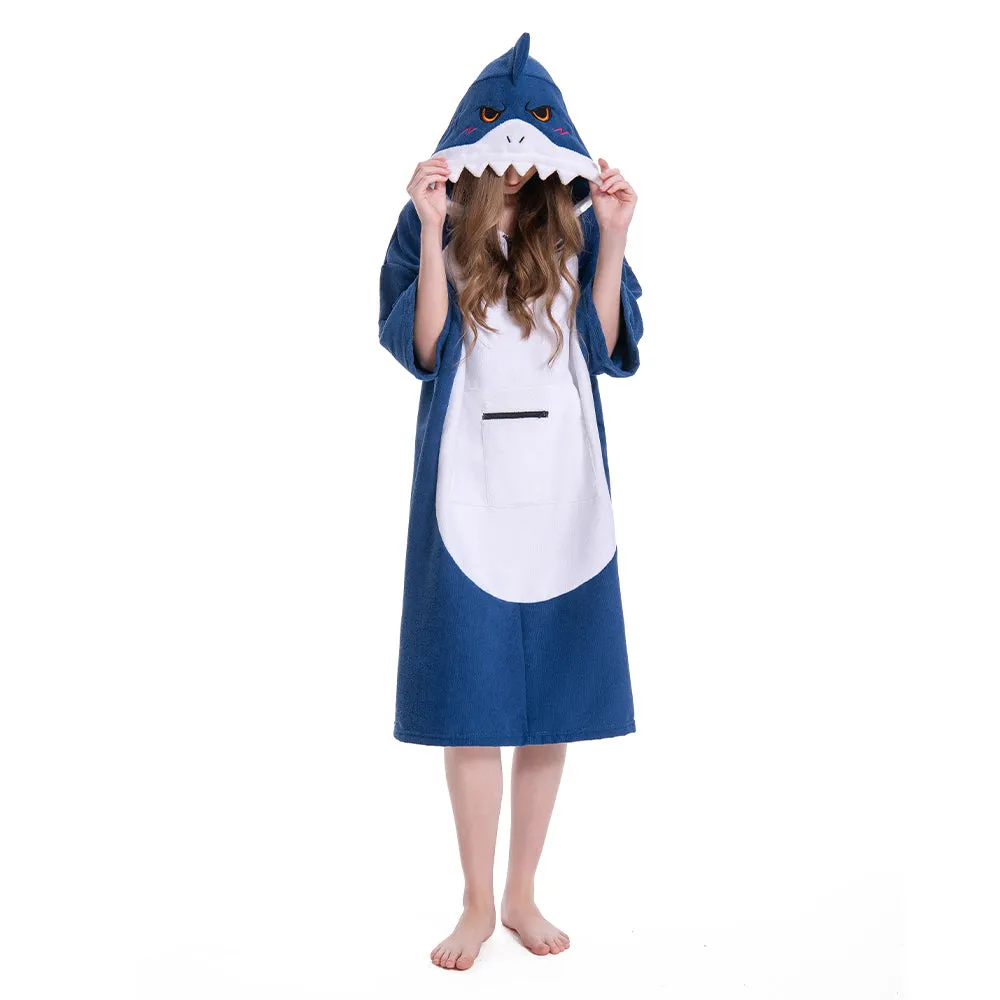 OLAOLA Blue Shark Surf Poncho Changing Towel Swim Robe Beach Towels Quick Dry Terry Cloth Cover-Up Hood sold by OLAOLA product image thumbnail 4