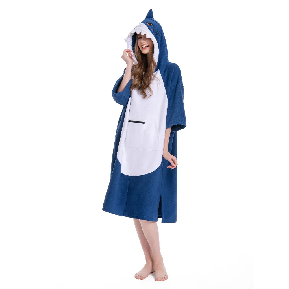 OLAOLA Blue Shark Surf Poncho Changing Towel Swim Robe Beach Towels Quick Dry Terry Cloth Cover-Up Hood sold by OLAOLA product image thumbnail 5