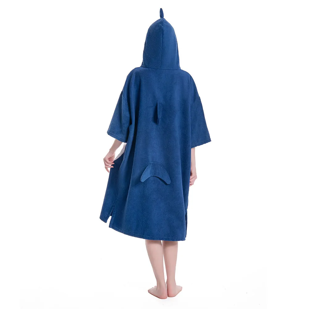 OLAOLA Blue Shark Surf Poncho Changing Towel Swim Robe Beach Towels Quick Dry Terry Cloth Cover-Up Hood sold by OLAOLA product image thumbnail 2