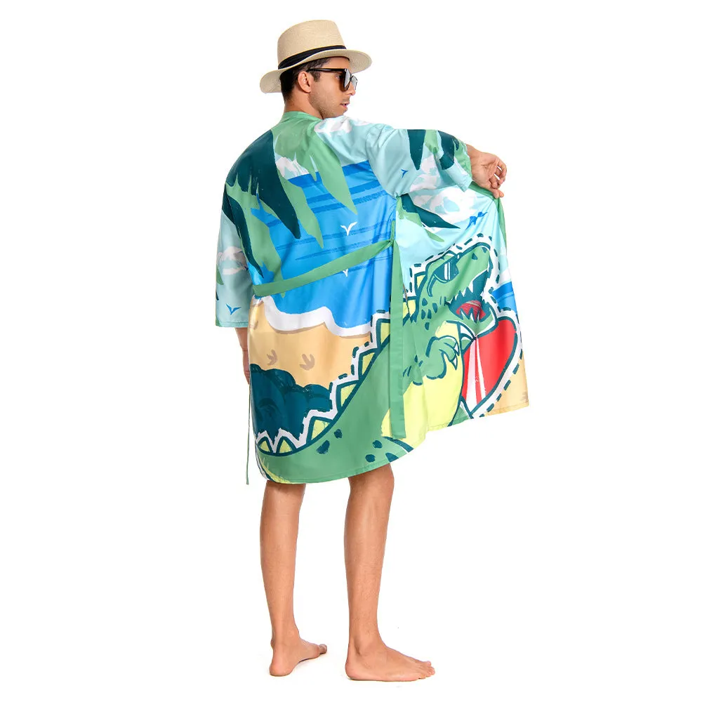 OLAOLA Men Dinosaur Robe Beach Jacket Adult Smock Printed Pattern Animal Onesie Bathrobe Soft Casual Outwear sold by OLAOLA product image thumbnail 3