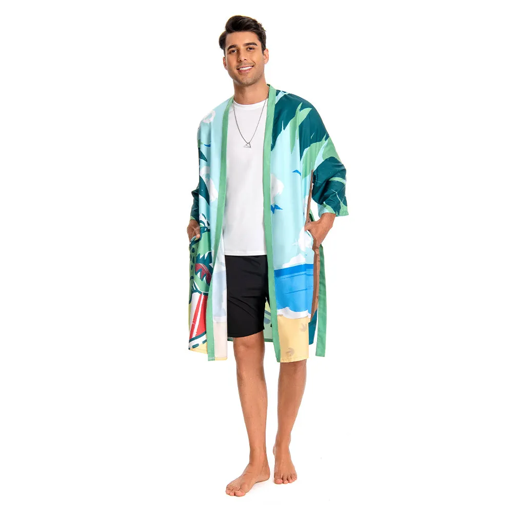 OLAOLA Men Dinosaur Robe Beach Jacket Adult Smock Printed Pattern Animal Onesie Bathrobe Soft Casual Outwear sold by OLAOLA product image thumbnail 5