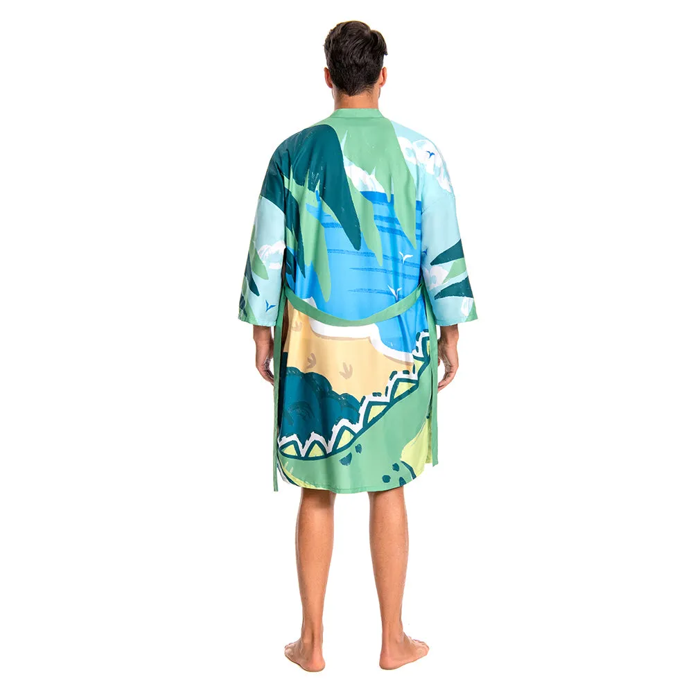 OLAOLA Men Dinosaur Robe Beach Jacket Adult Smock Printed Pattern Animal Onesie Bathrobe Soft Casual Outwear sold by OLAOLA product image thumbnail 2