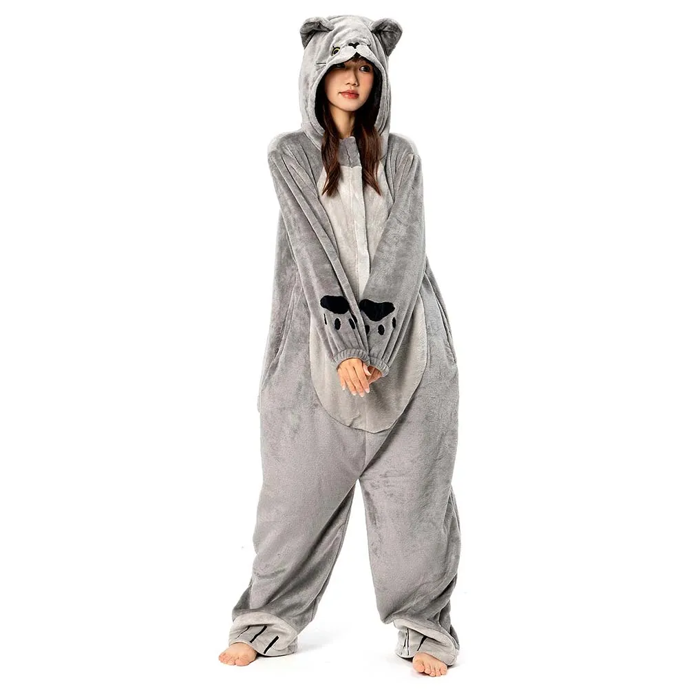 OLAOLA Unisex Adult Plush Cat Animals Onesie Pajamas Warm Home One-Piece Sleepwear sold by OLAOLA product image thumbnail 3