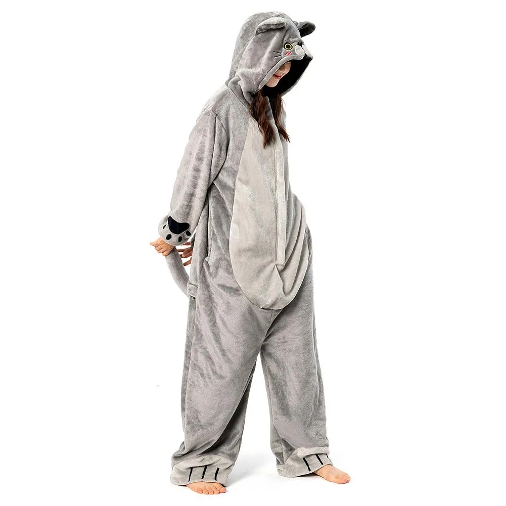 OLAOLA Unisex Adult Plush Cat Animals Onesie Pajamas Warm Home One-Piece Sleepwear sold by OLAOLA product image thumbnail 5