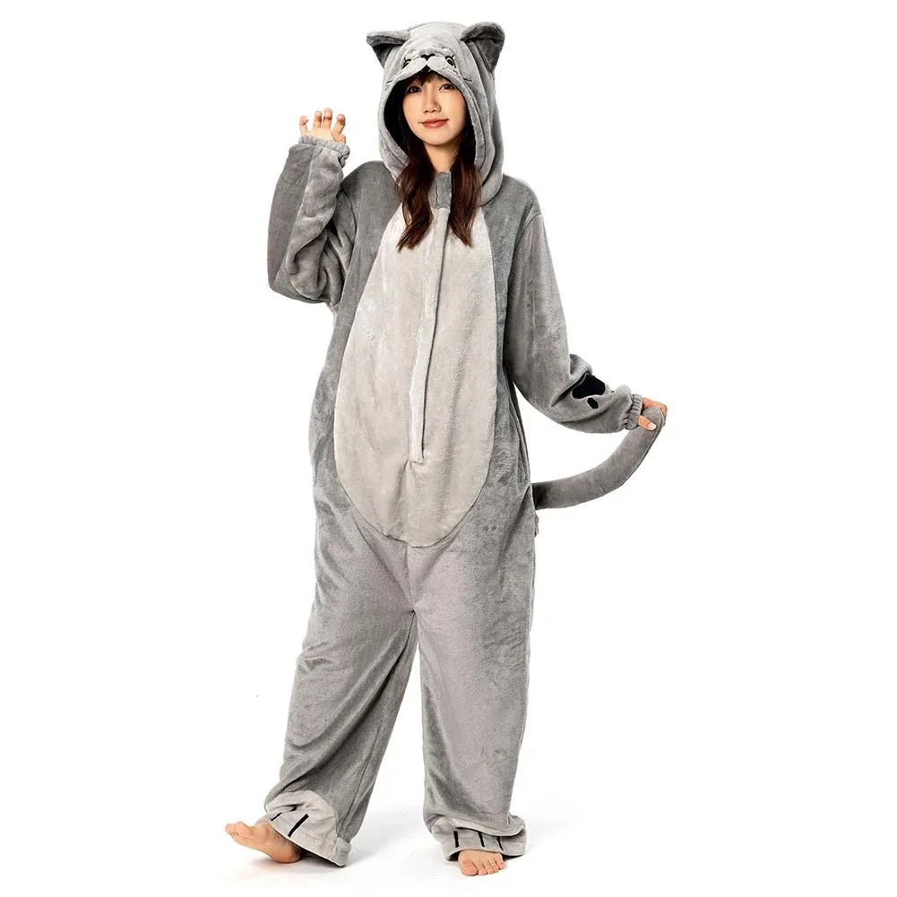 OLAOLA Unisex Adult Plush Cat Animals Onesie Pajamas Warm Home One-Piece Sleepwear sold by OLAOLA
