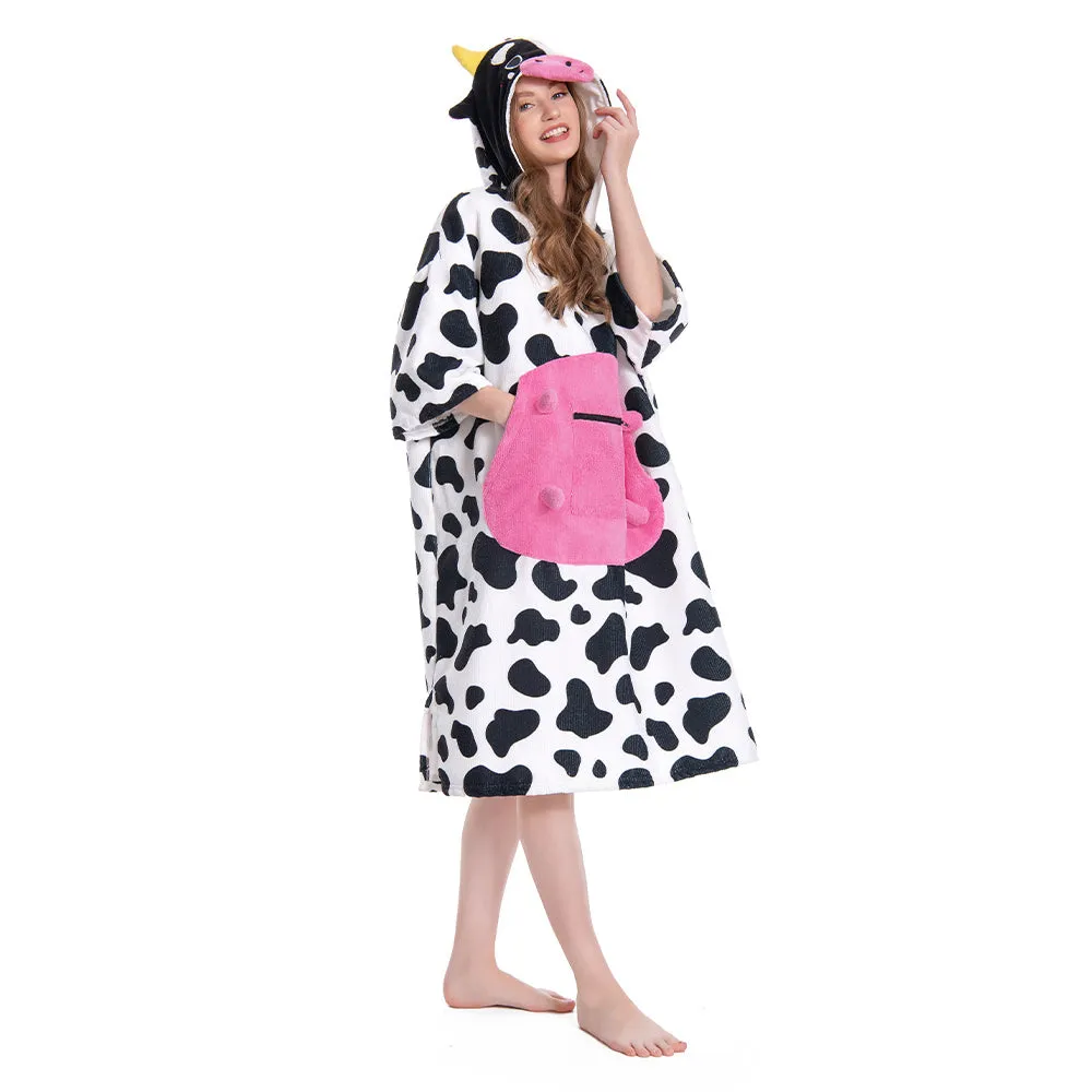 OLAOLA Pink Cow Surf Poncho Changing Towel Swim Robe Animal Onesie Beach Towels Blanket Soft Quick Dry Cover Up Outdoor sold by OLAOLA product image thumbnail 4