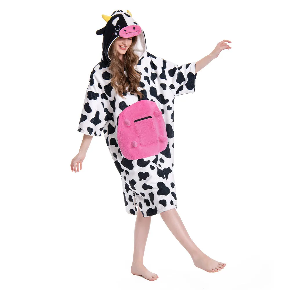 OLAOLA Pink Cow Surf Poncho Changing Towel Swim Robe Animal Onesie Beach Towels Blanket Soft Quick Dry Cover Up Outdoor sold by OLAOLA product image thumbnail 3