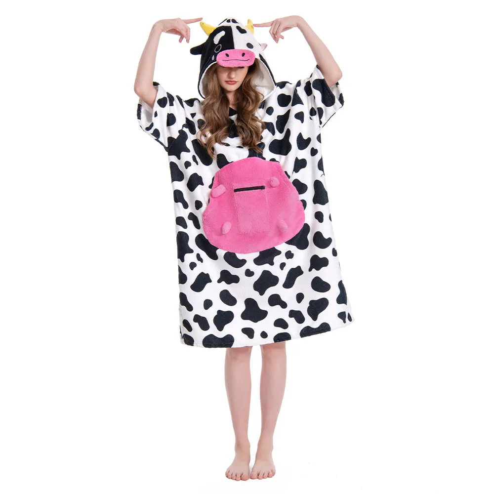 OLAOLA Pink Cow Surf Poncho Changing Towel Swim Robe Animal Onesie Beach Towels Blanket Soft Quick Dry Cover Up Outdoor sold by OLAOLA
