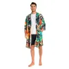 OLAOLA Men Raccoon Kimono Robe Bathrobe Summer Printed Beach Smock Lightweight Outwear Open Front Long Cardigan Cloak sold by OLAOLA