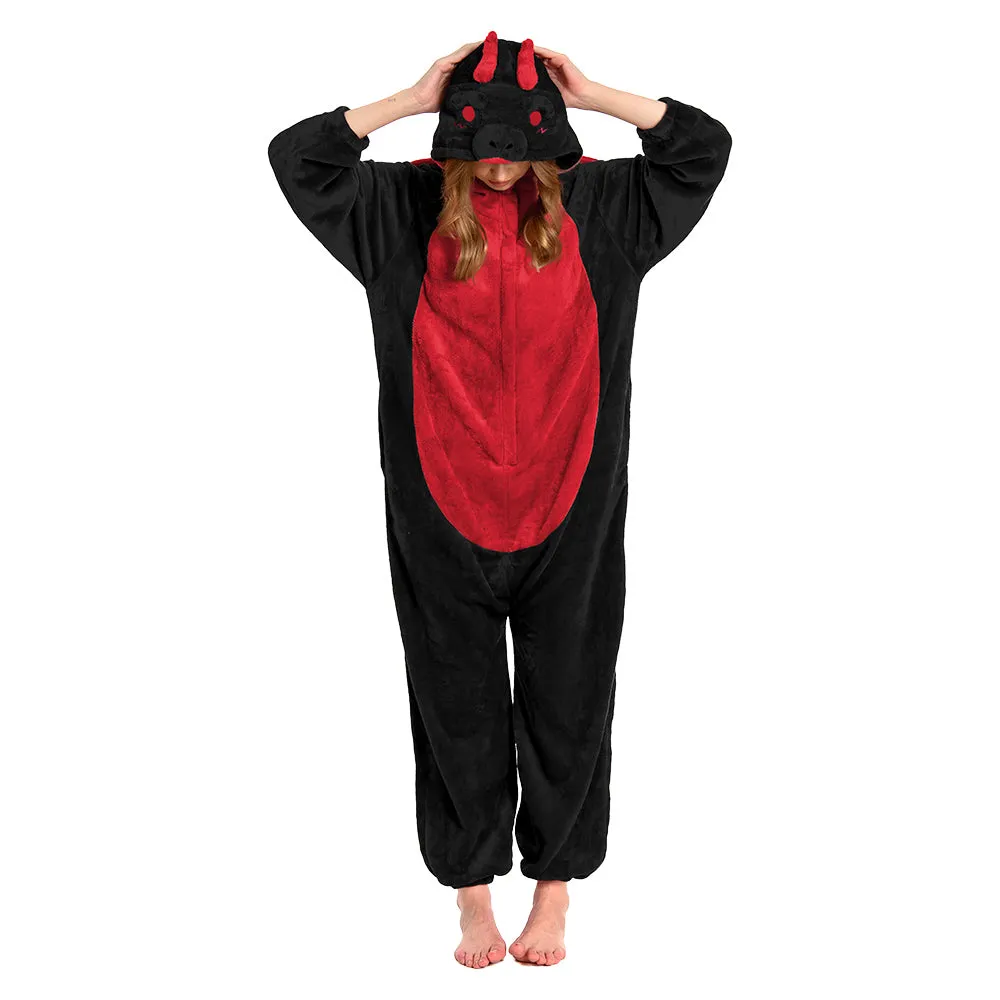 OLAOLA Unisex Adult Plush Black Dragon Animals Onesie Pajamas Warm Home One-Piece Sleepwear sold by OLAOLA product image thumbnail 4