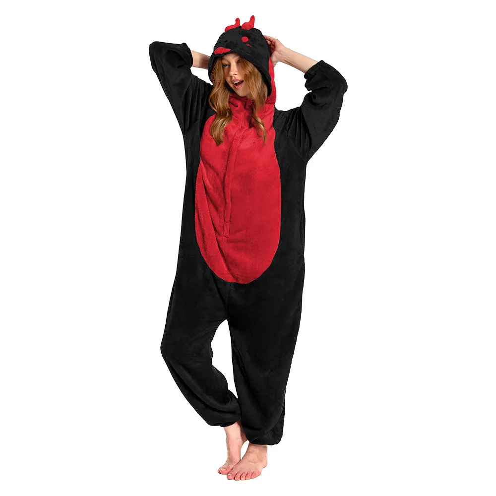 OLAOLA Unisex Adult Plush Black Dragon Animals Onesie Pajamas Warm Home One-Piece Sleepwear sold by OLAOLA product image thumbnail 5