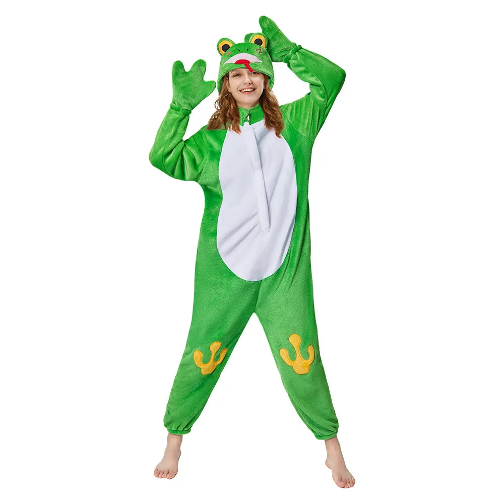 OLAOLA Unisex Adult Plush Frog Animals Onesie Pajamas Warm Home One-Piece Sleepwear sold by OLAOLA product image thumbnail 5