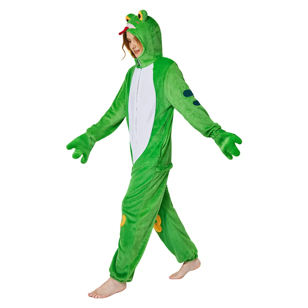 OLAOLA Unisex Adult Plush Frog Animals Onesie Pajamas Warm Home One-Piece Sleepwear sold by OLAOLA product image thumbnail 4