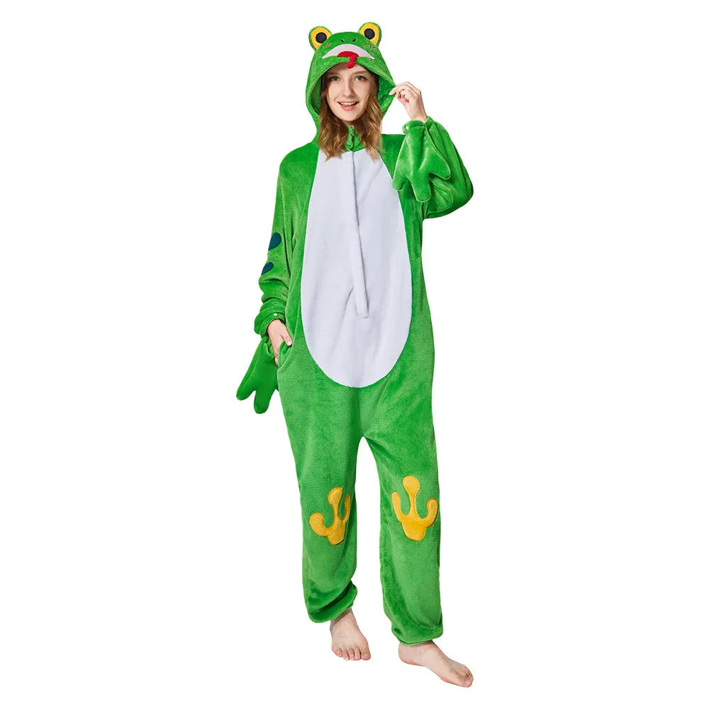 OLAOLA Unisex Adult Plush Frog Animals Onesie Pajamas Warm Home One-Piece Sleepwear sold by OLAOLA product image thumbnail 3