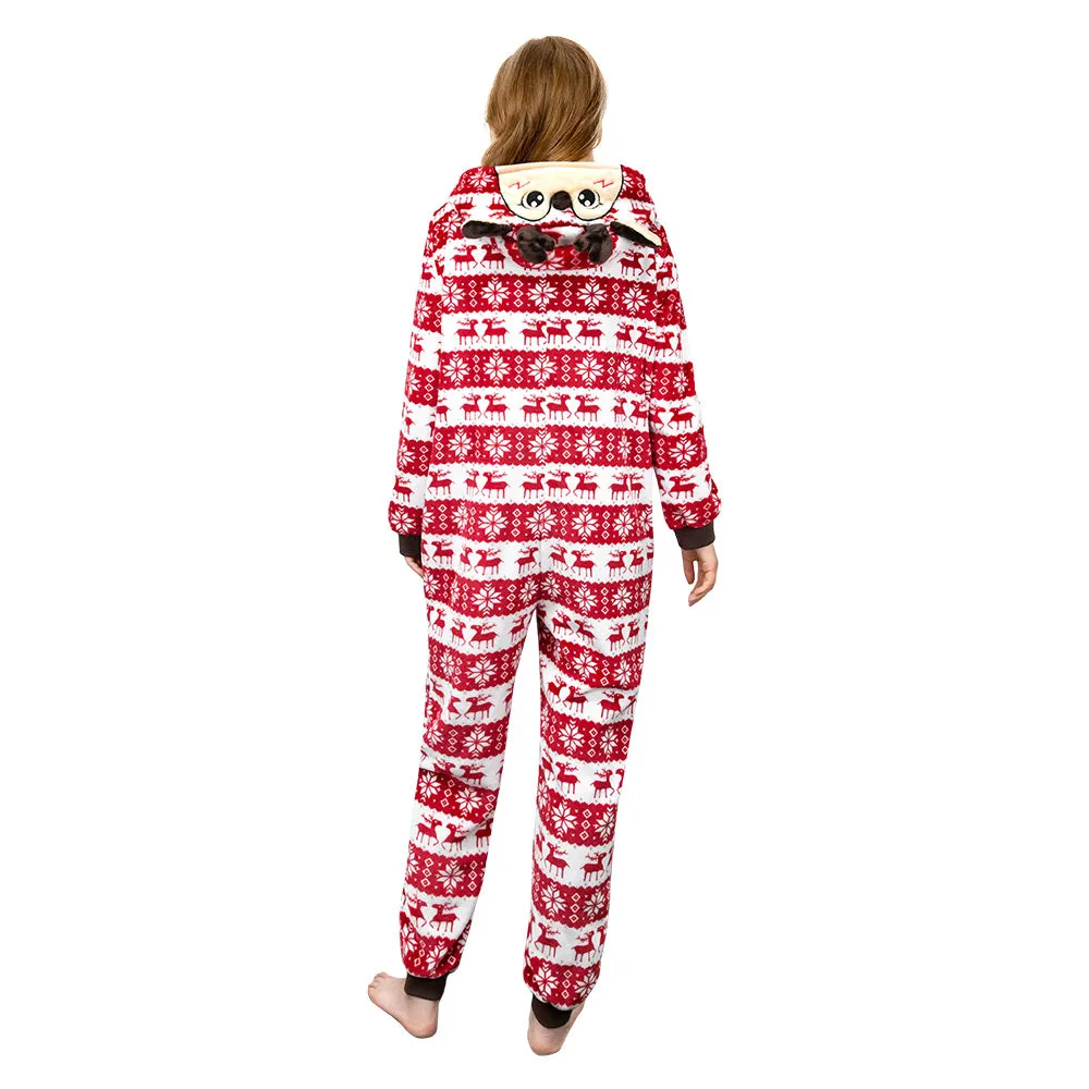OLAOLA Unisex Adult Printed Christmas Elk Plush Onesie Pajamas Warm Home Sleepwear sold by OLAOLA product image thumbnail 4