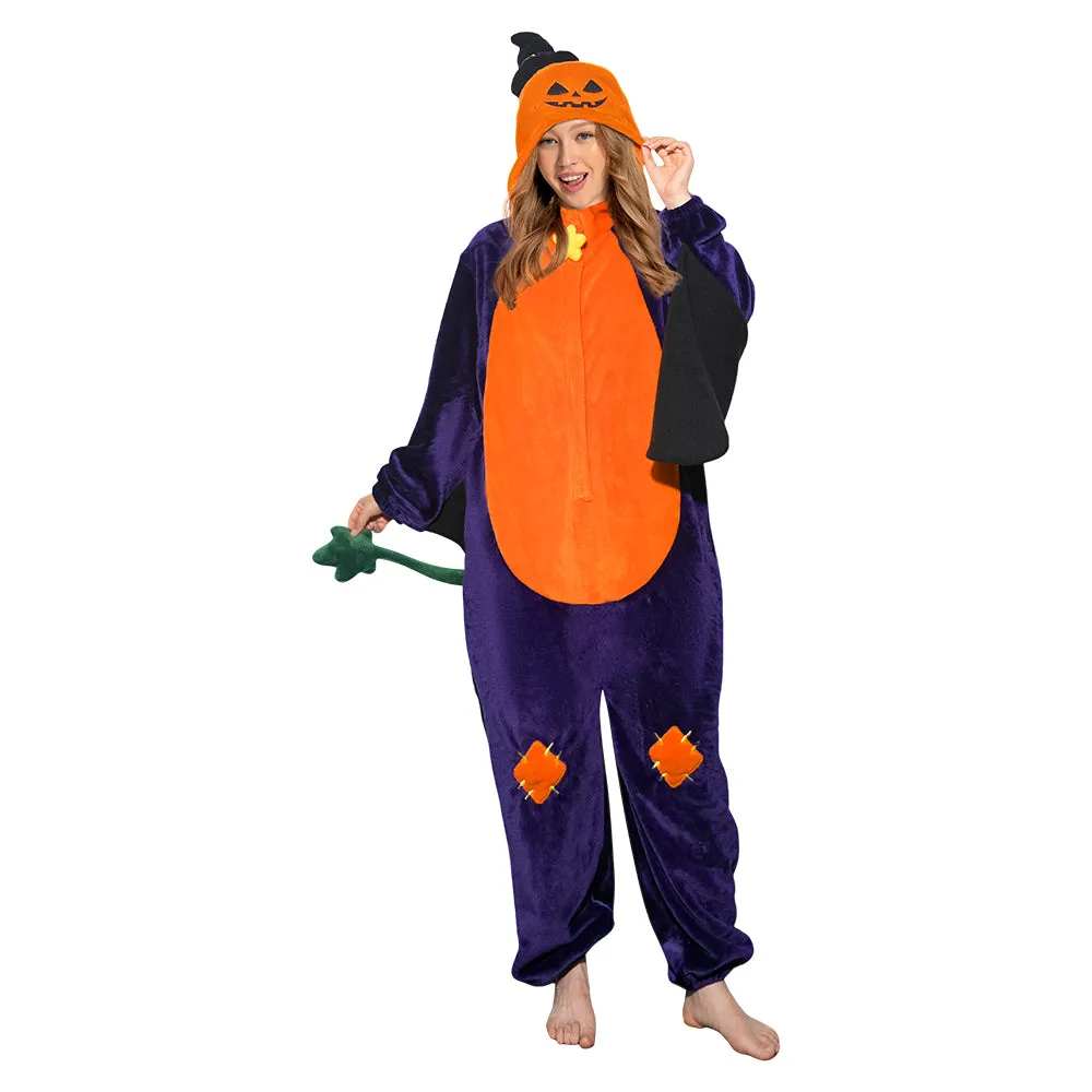 OLAOLA Unisex Adult Plush Pumpkin Food Onesie Pajamas Halloween Homewear Warm Home One-Piece Sleepwear sold by OLAOLA product image thumbnail 4