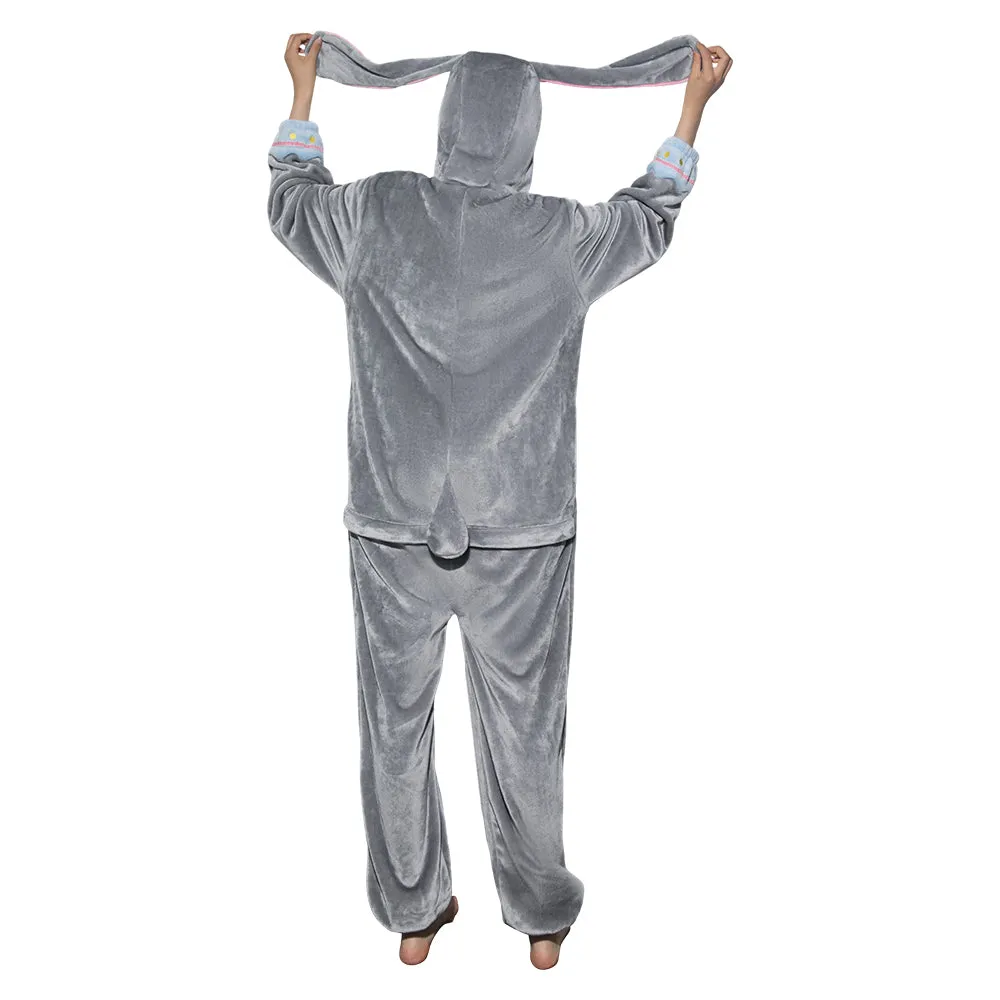 OLAOLA Unisex Adult Plush Gray Bunny Animals Onesie Pajamas Warm Easter Rabbit Homewear One-Piece Sleepwear sold by OLAOLA product image thumbnail 2