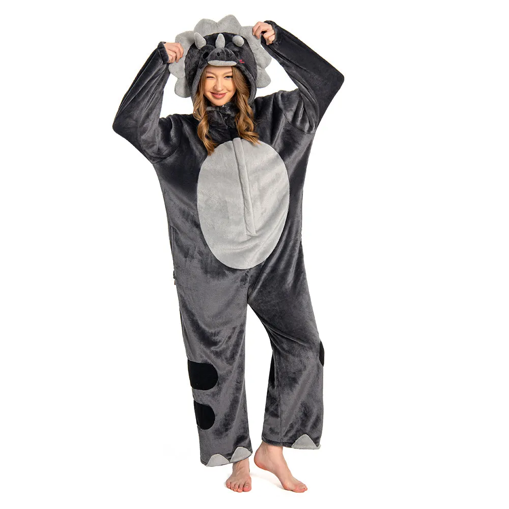 OLAOLA Unisex Adult Plush Triceratops Animals Onesie Dragon Pajamas Warm Home One-Piece Sleepwear sold by OLAOLA product image thumbnail 3