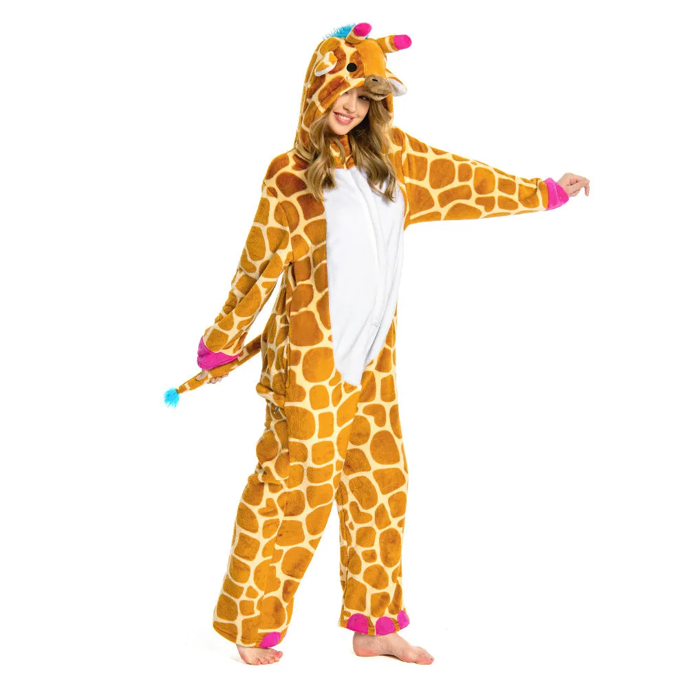 OLAOLA Unisex Adult Plush Giraffe Animals Onesie Pajamas Warm Home One-Piece Sleepwear sold by OLAOLA product image thumbnail 5