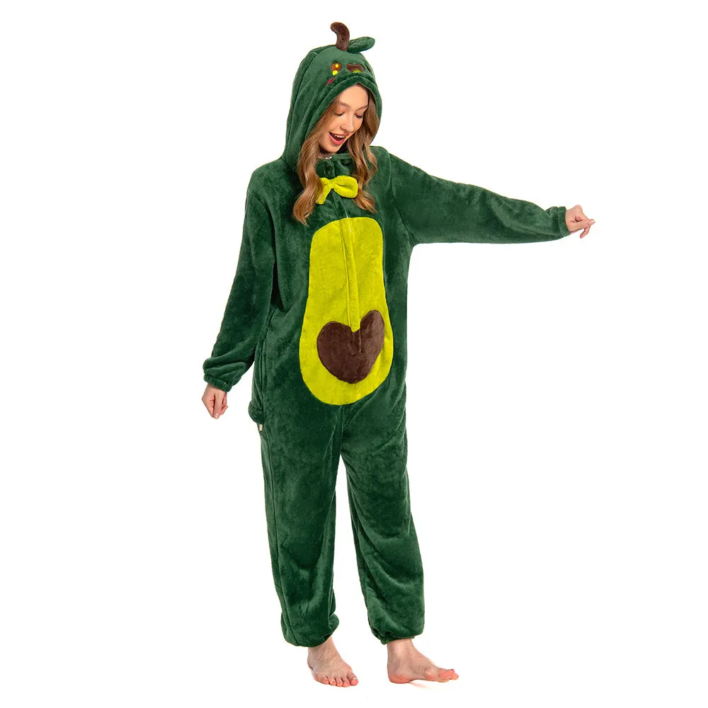 OLAOLA Unisex Adult Plush Avocado Food Onesie Pajamas Warm Home One-Piece Sleepwear sold by OLAOLA product image thumbnail 4