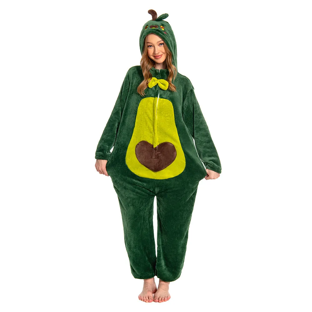 OLAOLA Unisex Adult Plush Avocado Food Onesie Pajamas Warm Home One-Piece Sleepwear sold by OLAOLA