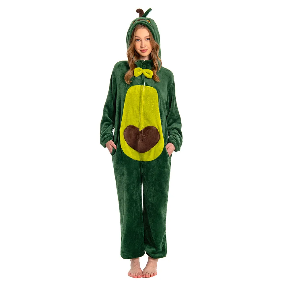 OLAOLA Unisex Adult Plush Avocado Food Onesie Pajamas Warm Home One-Piece Sleepwear sold by OLAOLA product image thumbnail 5