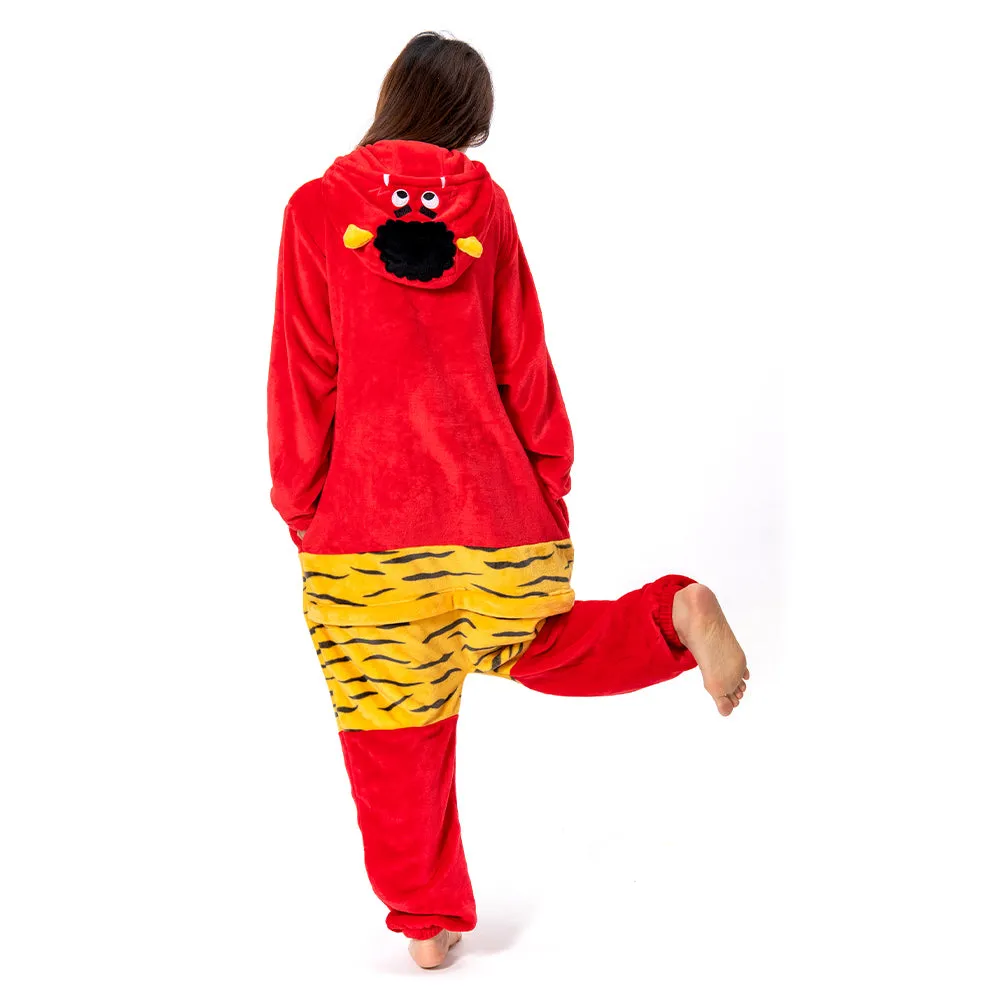 OLAOLA Unisex Adult Plush Red Ogre Festival Onesie Pajamas Warm Home One-Piece Sleepwear sold by OLAOLA product image thumbnail 2