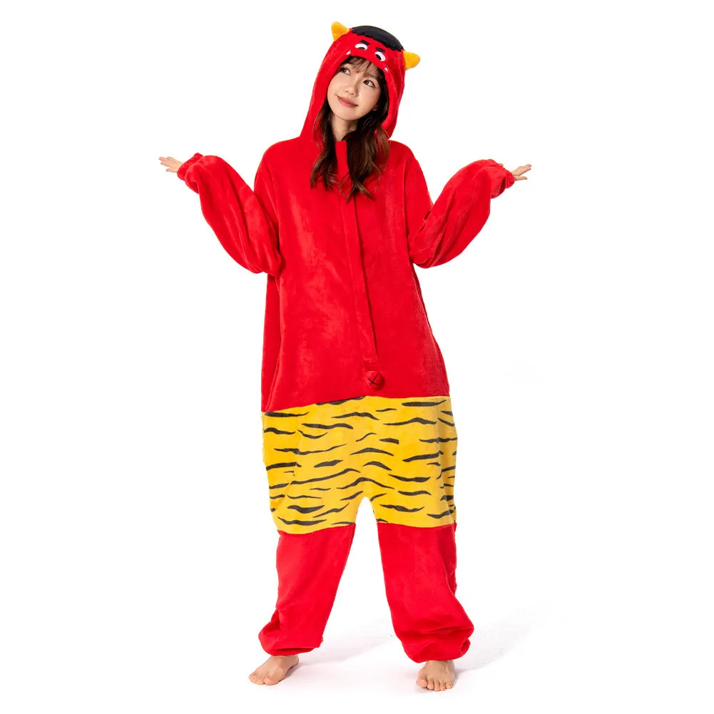 OLAOLA Unisex Adult Plush Red Ogre Festival Onesie Pajamas Warm Home One-Piece Sleepwear sold by OLAOLA product image thumbnail 3
