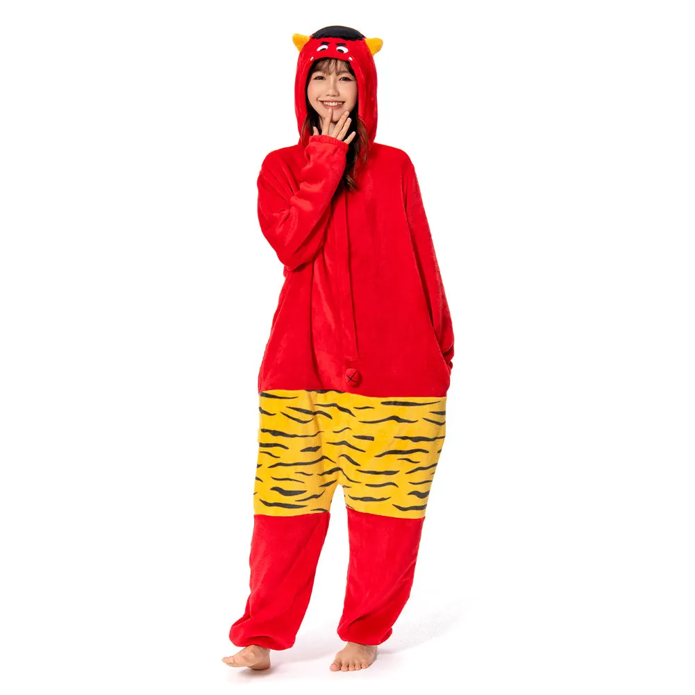 OLAOLA Unisex Adult Plush Red Ogre Festival Onesie Pajamas Warm Home One-Piece Sleepwear sold by OLAOLA product image thumbnail 5