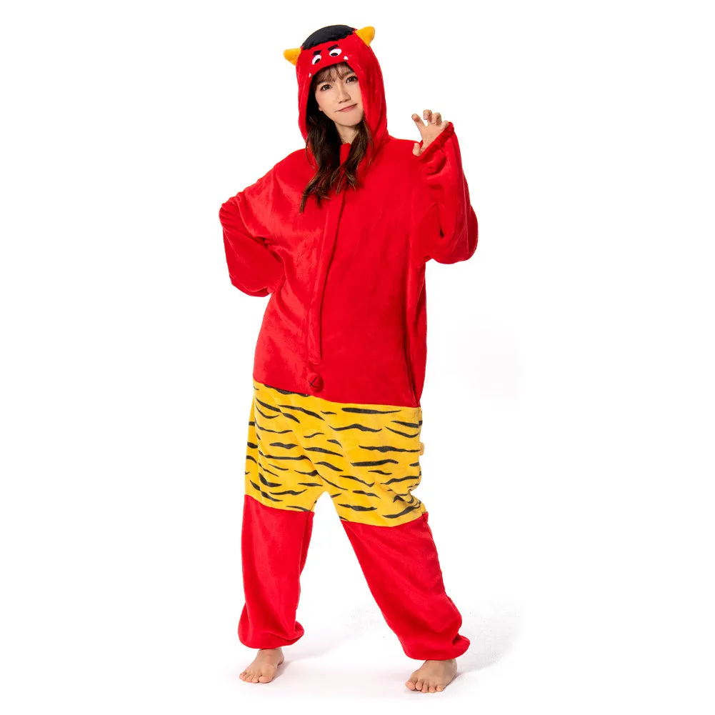 OLAOLA Unisex Adult Plush Red Ogre Festival Onesie Pajamas Warm Home One-Piece Sleepwear sold by OLAOLA