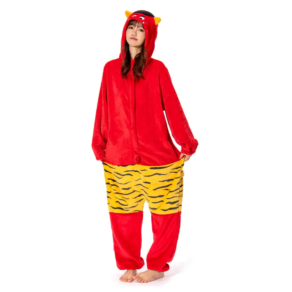 OLAOLA Unisex Adult Plush Red Ogre Festival Onesie Pajamas Warm Home One-Piece Sleepwear sold by OLAOLA product image thumbnail 4