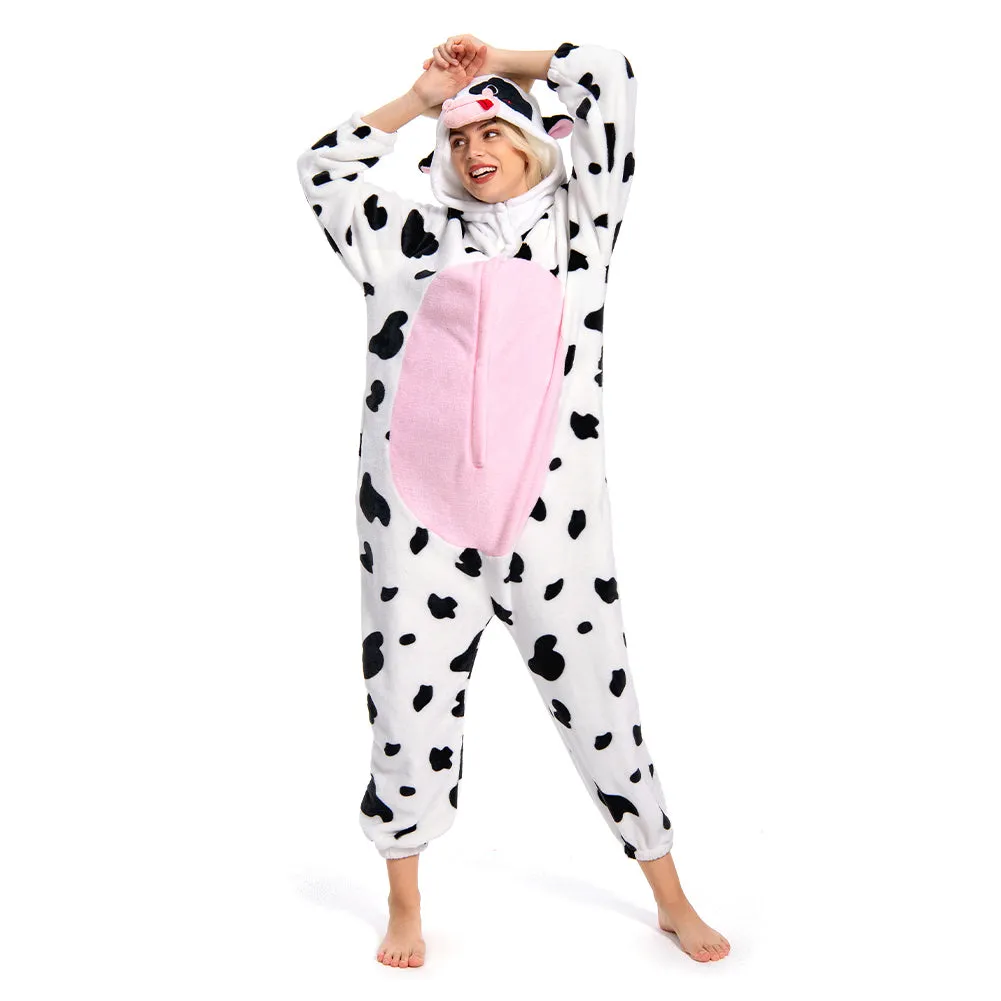 OLAOLA Unisex Adult Plush Pink Cow Animals Onesie Pajamas Warm Home One-Piece Sleepwear sold by OLAOLA product image thumbnail 4
