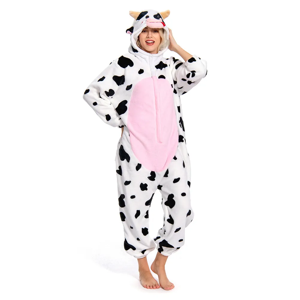 OLAOLA Unisex Adult Plush Pink Cow Animals Onesie Pajamas Warm Home One-Piece Sleepwear sold by OLAOLA product image thumbnail 5