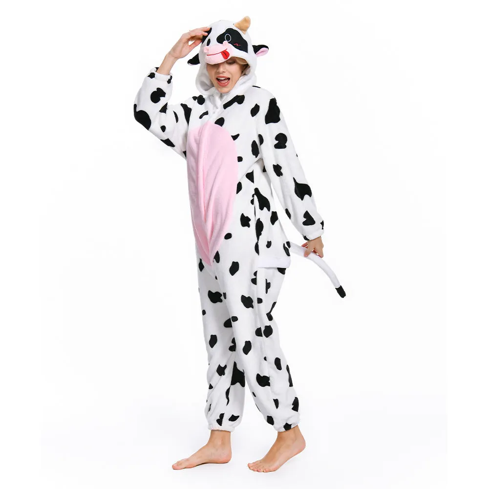 OLAOLA Unisex Adult Plush Pink Cow Animals Onesie Pajamas Warm Home One-Piece Sleepwear sold by OLAOLA