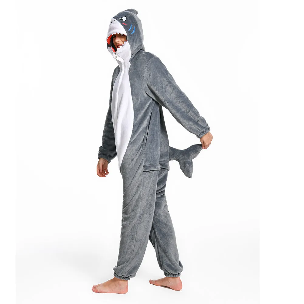 OLAOLA Unisex Adult Plush Shark Animals Onesie Pajamas Warm Home One-Piece Sleepwear sold by OLAOLA product image thumbnail 3