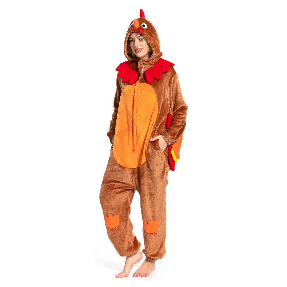 OLAOLA Unisex Adult Plush Turkey Animals Onesie Pajamas Warm Home One-Piece Sleepwear sold by OLAOLA product image thumbnail 4