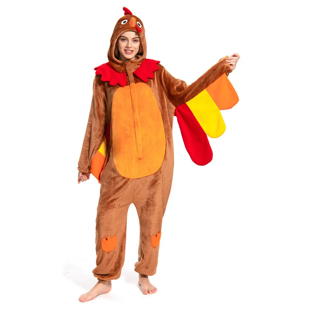OLAOLA Unisex Adult Plush Turkey Animals Onesie Pajamas Warm Home One-Piece Sleepwear sold by OLAOLA product image thumbnail 5
