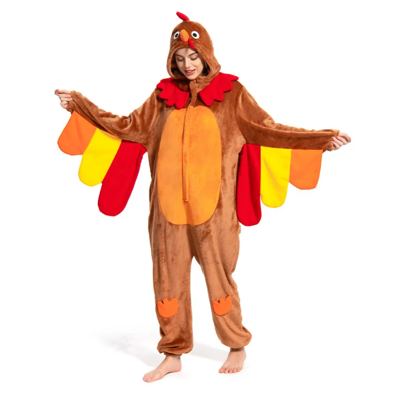 OLAOLA Unisex Adult Plush Turkey Animals Onesie Pajamas Warm Home One-Piece Sleepwear sold by OLAOLA