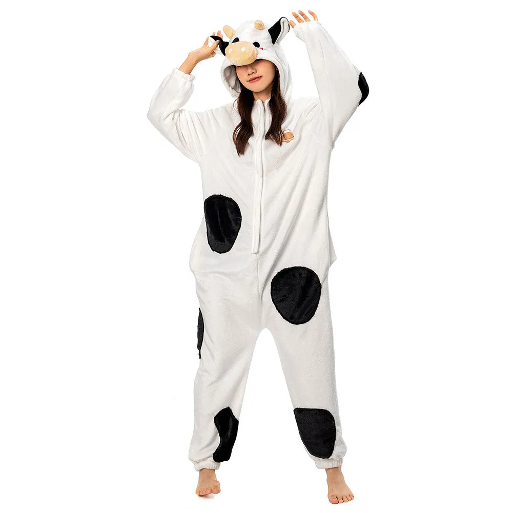 OLAOLA Unisex Adult Plush Dairy Cattle Animals Onesie Pajamas Warm Home One-Piece Sleepwear sold by OLAOLA product image thumbnail 4