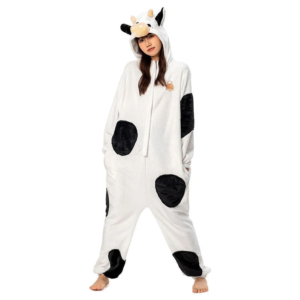 OLAOLA Unisex Adult Plush Dairy Cattle Animals Onesie Pajamas Warm Home One-Piece Sleepwear sold by OLAOLA