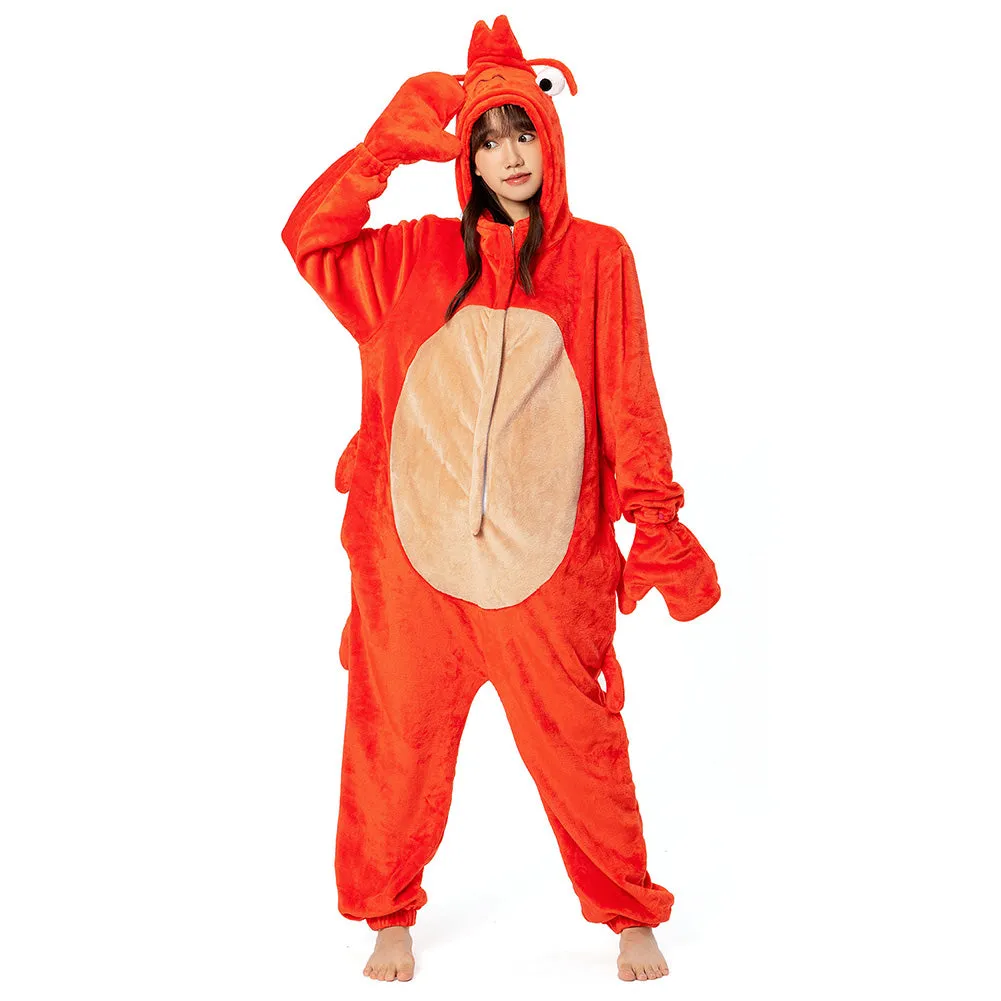 OLAOLA Unisex Adult Plush Crayfish Animals Onesie Pajamas Warm Home One-Piece Sleepwear sold by OLAOLA product image thumbnail 4