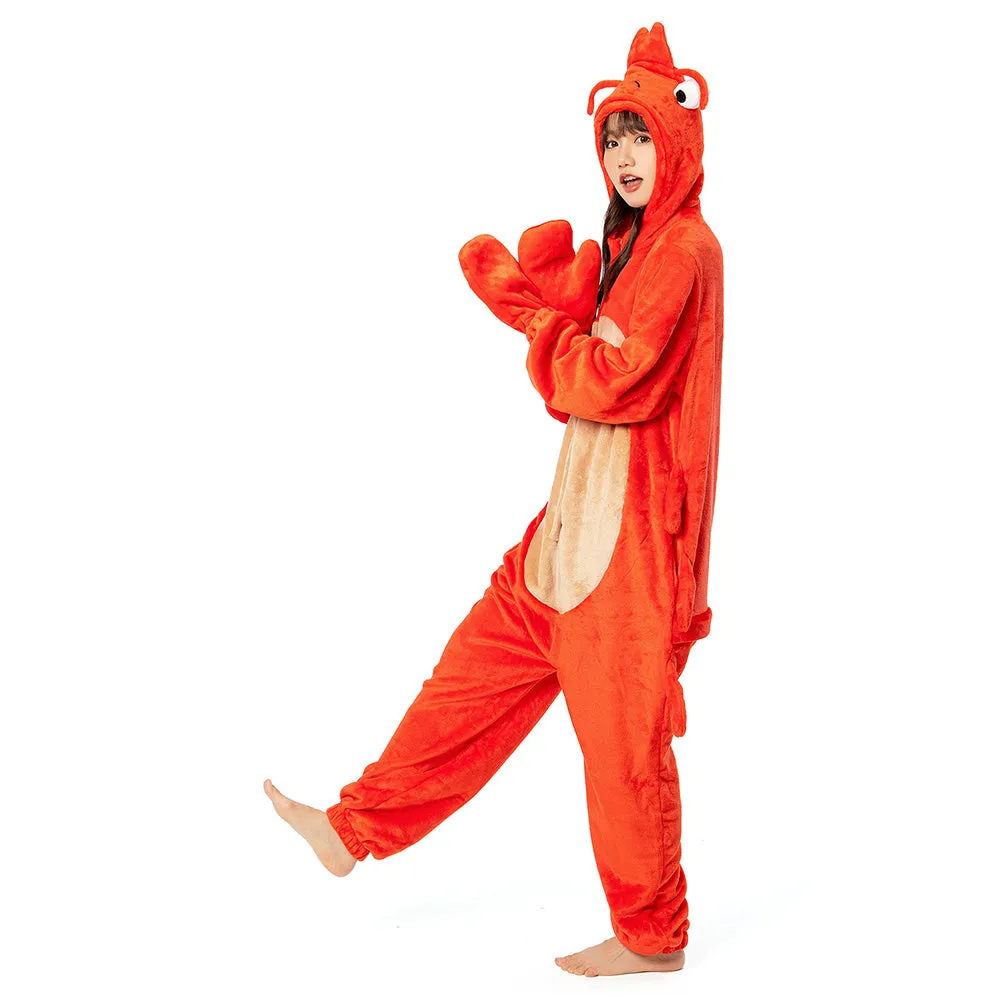 OLAOLA Unisex Adult Plush Crayfish Animals Onesie Pajamas Warm Home One-Piece Sleepwear sold by OLAOLA product image thumbnail 3