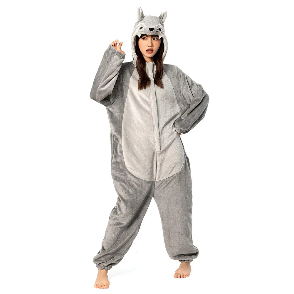 OLAOLA Unisex Adult Plush Wolf Animals Onesie Pajamas Warm Home One-Piece Sleepwear sold by OLAOLA product image thumbnail 4