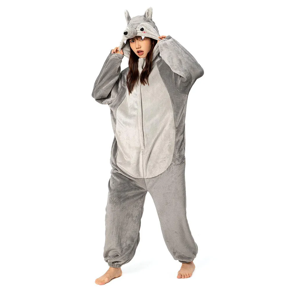 OLAOLA Unisex Adult Plush Wolf Animals Onesie Pajamas Warm Home One-Piece Sleepwear sold by OLAOLA product image thumbnail 5
