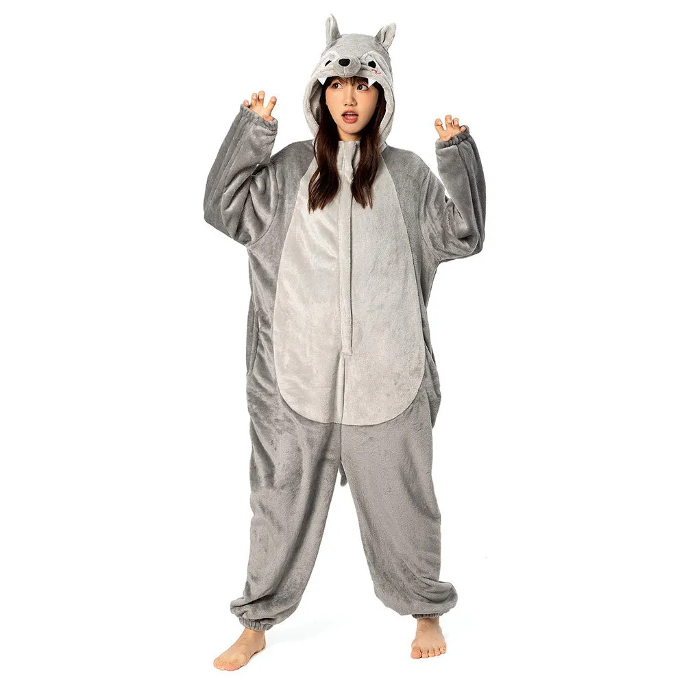OLAOLA Unisex Adult Plush Wolf Animals Onesie Pajamas Warm Home One-Piece Sleepwear sold by OLAOLA