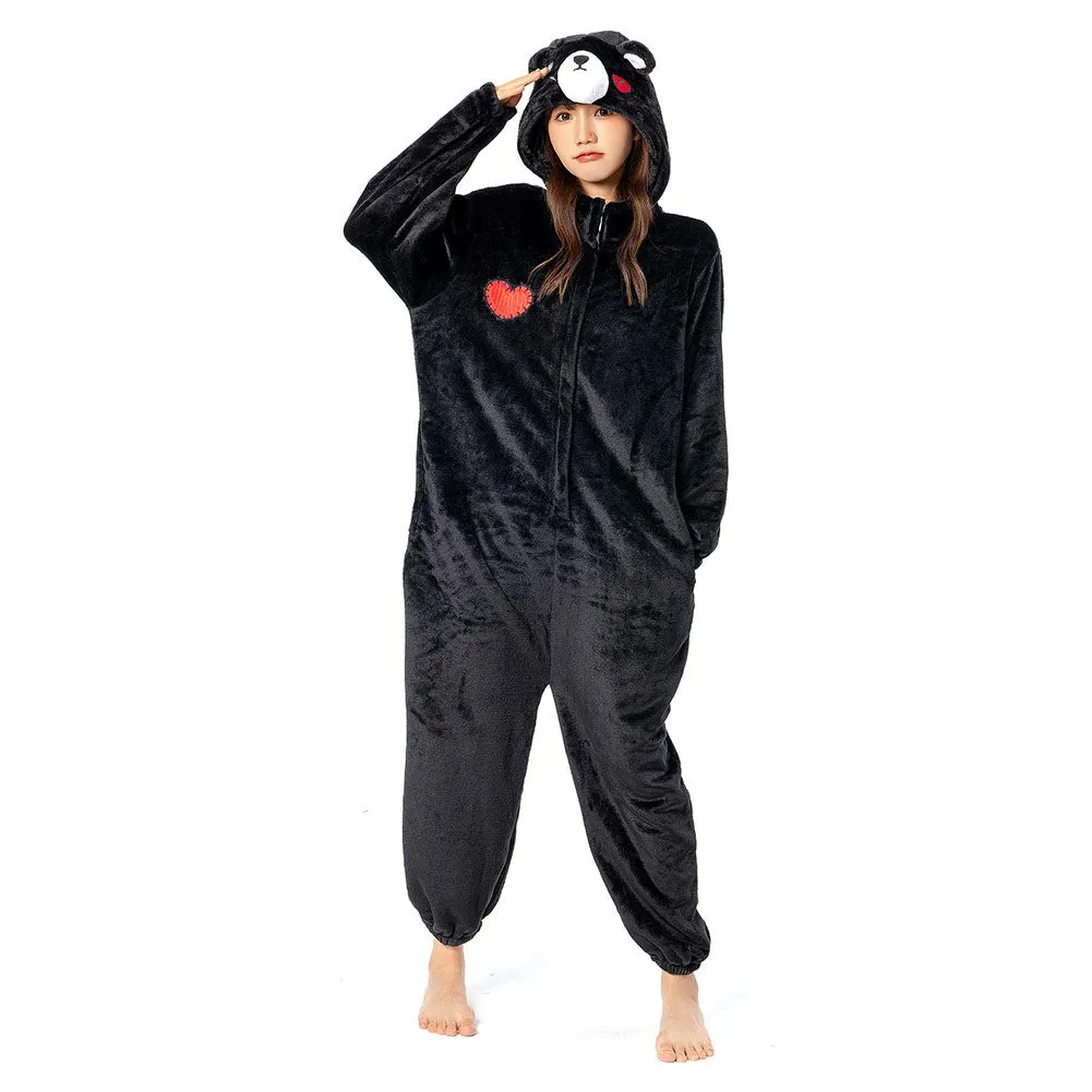 OLAOLA Unisex Adult Plush Black Bear Animals Onesie Pajamas Warm Home One-Piece Sleepwear sold by OLAOLA