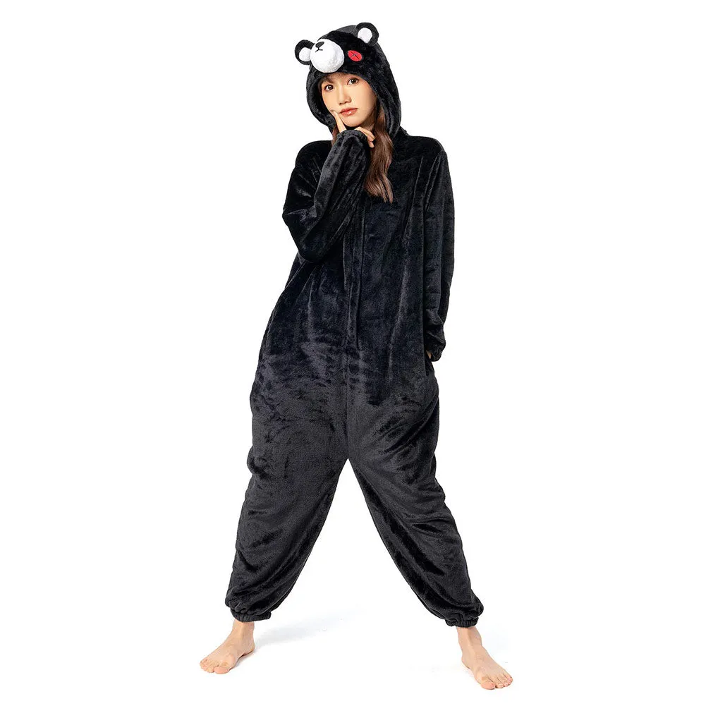 OLAOLA Unisex Adult Plush Black Bear Animals Onesie Pajamas Warm Home One-Piece Sleepwear sold by OLAOLA product image thumbnail 4