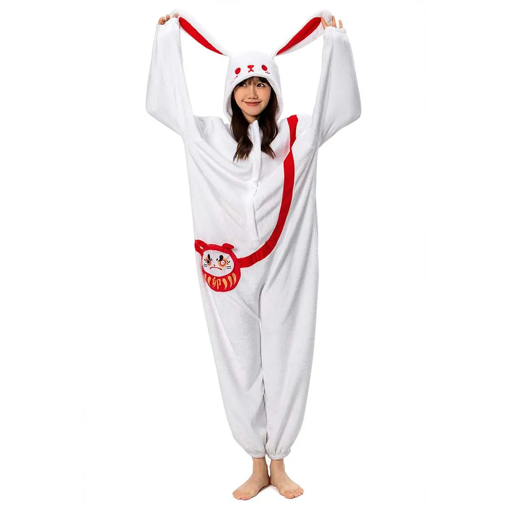 OLAOLA Unisex Adult Plush White Rabbit Animals Onesie Pajamas Warm Home One-Piece Sleepwear sold by OLAOLA